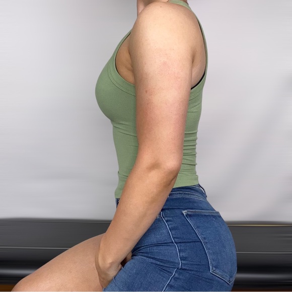 JLUXLABEL High Neck Crop Ribbed Tank Top - Picture 3 of 6